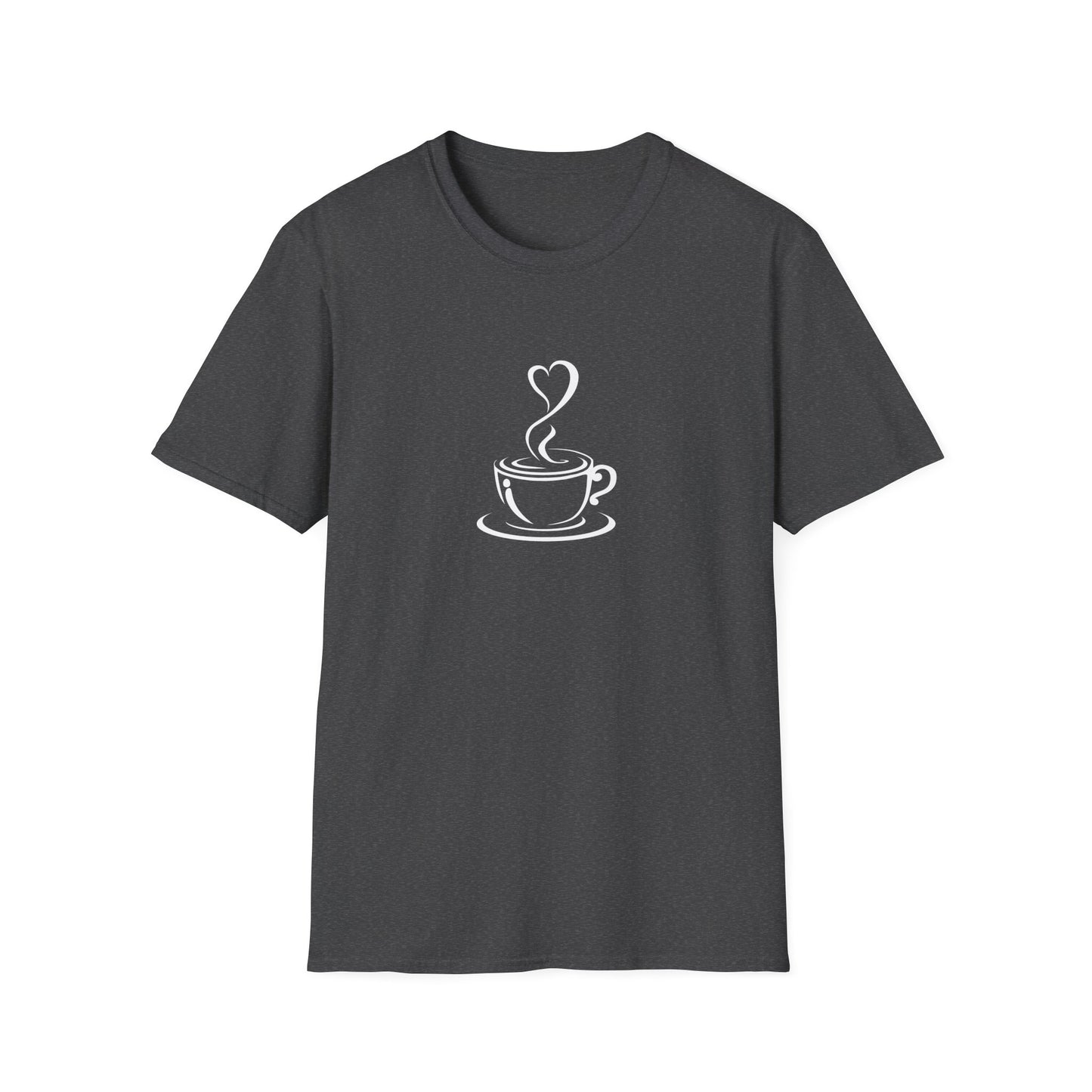 Minimalist Coffee Cup T-Shirt – Simple Heart Steam Coffee Lover Tee for Baristas & Caffeine Fans