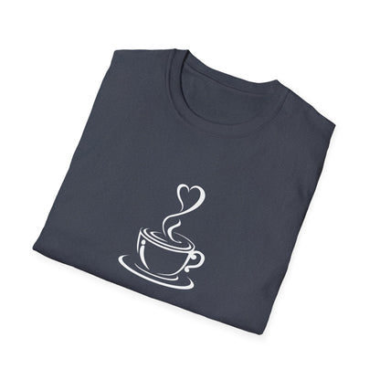 Minimalist Coffee Cup T-Shirt – Simple Heart Steam Coffee Lover Tee for Baristas & Caffeine Fans