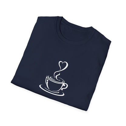 Minimalist Coffee Cup T-Shirt – Simple Heart Steam Coffee Lover Tee for Baristas & Caffeine Fans