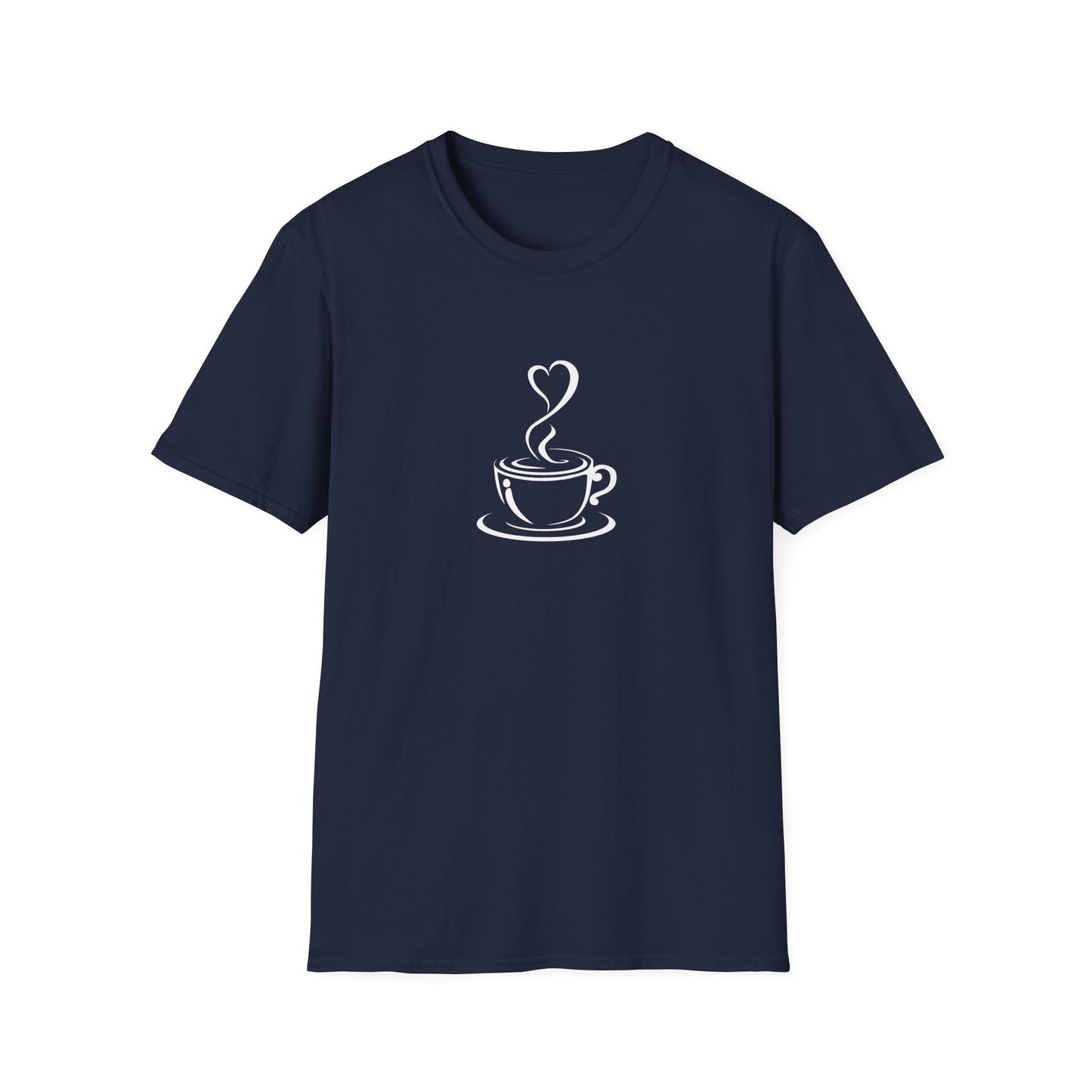 Minimalist Coffee Cup T-Shirt – Simple Heart Steam Coffee Lover Tee for Baristas & Caffeine Fans
