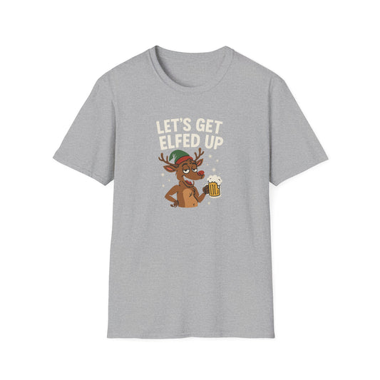 Let’s Get Elfed Up Christmas Shirt – Funny Reindeer Beer Tee for Men & Women Holiday Parties