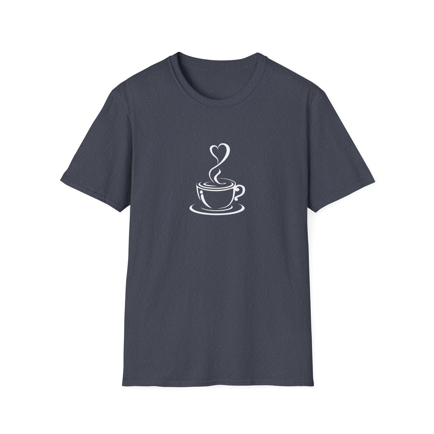 Minimalist Coffee Cup T-Shirt – Simple Heart Steam Coffee Lover Tee for Baristas & Caffeine Fans
