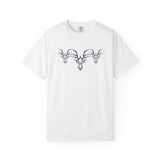 Tribal Dragon T-Shirt – Three-Dragon Line Art Graphic Tee for Fantasy, Tattoo & Mythical Art Fans